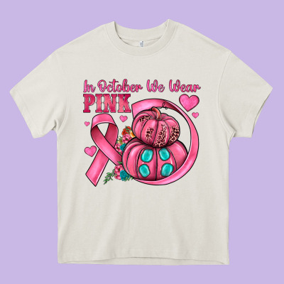In October We Wear Pink Heavy Core Tee Designed By Jahusdesignshop