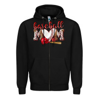 Black Baseball Mom Zipper Hoodie - NancyCooperArtShop