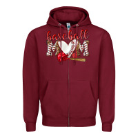 Burgundy Baseball Mom Zipper Hoodie - NancyCooperArtShop