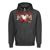 Charcoal Heather Baseball Mom Zipper Hoodie - NancyCooperArtShop