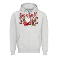 Dove Grey Baseball Mom Zipper Hoodie - NancyCooperArtShop