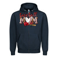 Navy Baseball Mom Zipper Hoodie - NancyCooperArtShop