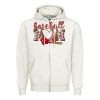 Oatmeal Heather Baseball Mom Zipper Hoodie - NancyCooperArtShop