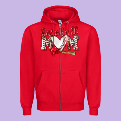Baseball Mom Zipper Hoodie Designed By Nancycooperartshop