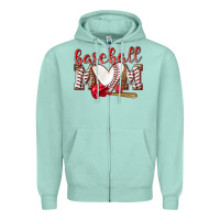 Seafoam Baseball Mom Zipper Hoodie - NancyCooperArtShop