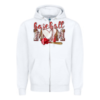 White Baseball Mom Zipper Hoodie - NancyCooperArtShop