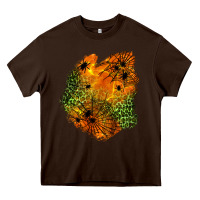Chocolate Brown spider leopard  halloween patch Heavy Core Tee - BundleAndBundleShop