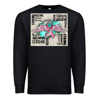 Black cancer ribbon with angel wings Premium Sweatshirt - CowGirlArtShop