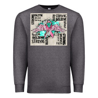 Charcoal Heather cancer ribbon with angel wings Premium Sweatshirt - CowGirlArtShop