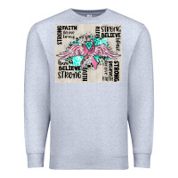 Heather Grey cancer ribbon with angel wings Premium Sweatshirt - CowGirlArtShop