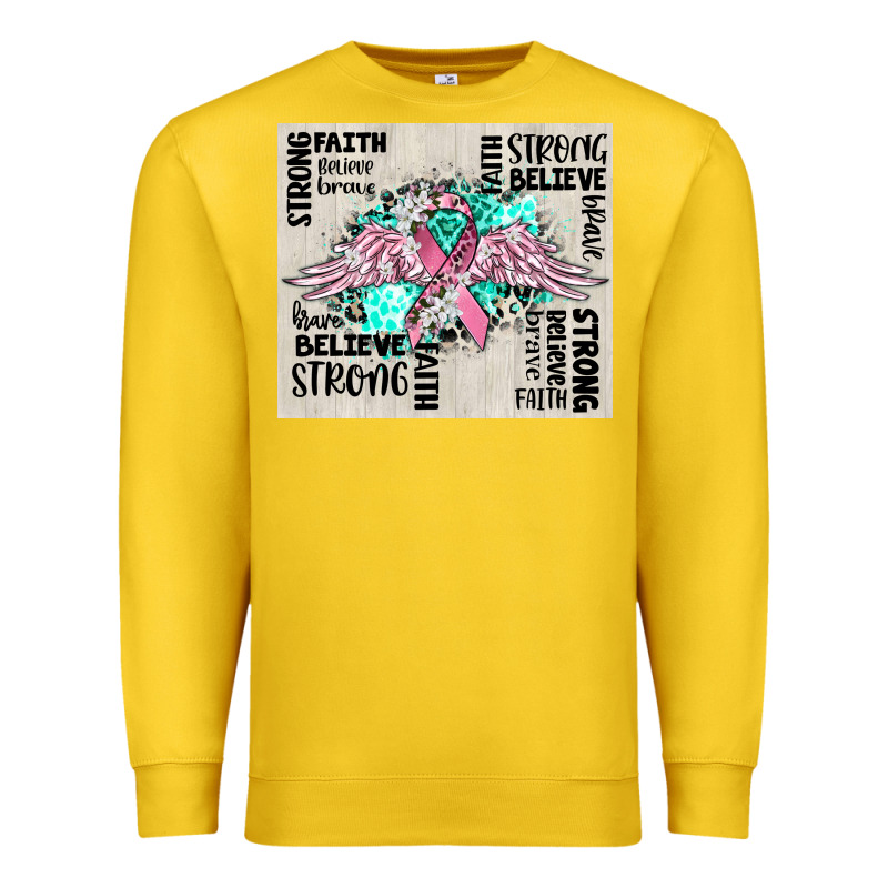 Cancer Ribbon With Angel Wings Premium Sweatshirt by CowGirlArtShop | Teevron