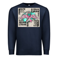 Navy cancer ribbon with angel wings Premium Sweatshirt - CowGirlArtShop