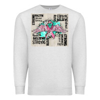 Oatmeal Heather cancer ribbon with angel wings Premium Sweatshirt - CowGirlArtShop