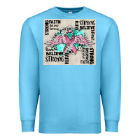 Ocean Blue cancer ribbon with angel wings Premium Sweatshirt - CowGirlArtShop