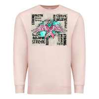Pale Pink cancer ribbon with angel wings Premium Sweatshirt - CowGirlArtShop