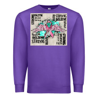 Purple cancer ribbon with angel wings Premium Sweatshirt - CowGirlArtShop