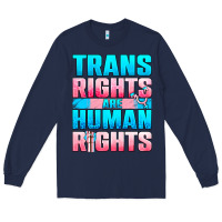 Navy Trans Rights Are Human Rights Long Sleeve Tee - BundleAndBundleShop