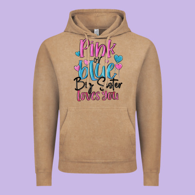 Pink Or Blue Big Sister Loves You Vintage Hoodie Designed By Maliassmallbusiness