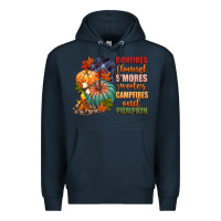 Navy bonfires flannels smores campfires and pu Premium Hoodie - CowGirlArtShop