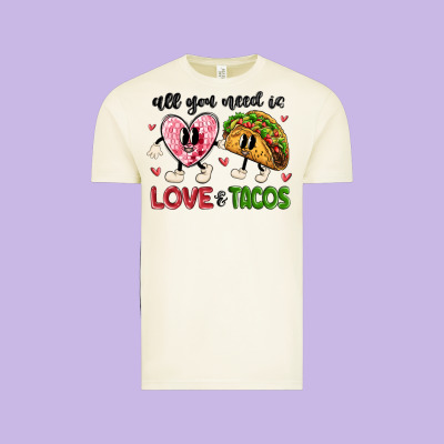 All You Need Is Love And Tacos Vintage Tee Designed By Maliassmallbusiness