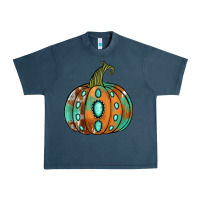 Midnight Navy Western cowhide turquoise pumpkin Urban Heavy Tee - NancyCooperArtShop