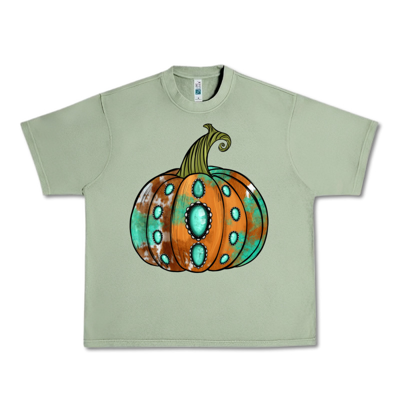 Western Cowhide Turquoise Pumpkin Urban Heavy Tee by NancyCooperArtShop | Teevron