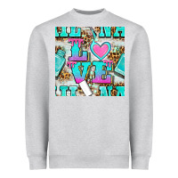 Heather Grey love nail and polish with leopard seamless pattern bbs Heavyweight Sweatshirt - BundleAndBundleShop