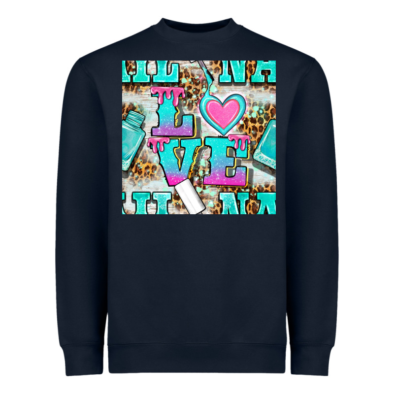 Love Nail And Polish With Leopard Seamless Pattern Bbs Heavyweight Sweatshirt by BundleAndBundleShop | Teevron