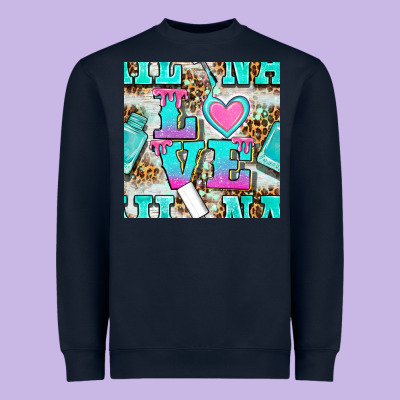 Love Nail And Polish With Leopard Seamless Pattern Bbs Heavyweight Sweatshirt Designed By Bundleandbundleshop