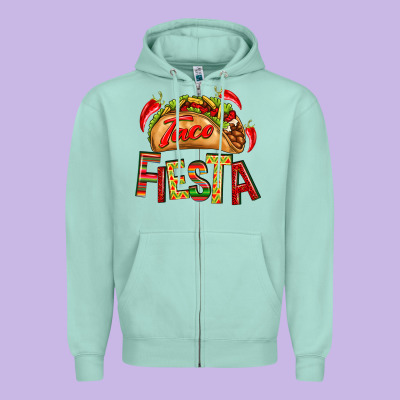 Taco Fiesta Zipper Hoodie Designed By Texasbilliewilder