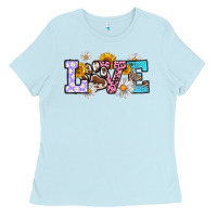 Baby Blue dog paw love Ladies Tee - RanaPortraitStore