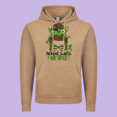 Messy Bun Mental Health Warrior Vintage Hoodie Designed By Maliassmallbusiness