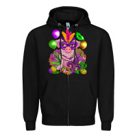 Black Mardi Gras pig Zipper Hoodie - NancyCooperArtShop