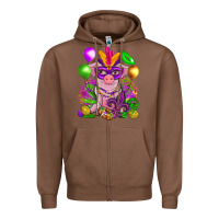 Chestnut Mardi Gras pig Zipper Hoodie - NancyCooperArtShop