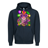Navy Mardi Gras pig Zipper Hoodie - NancyCooperArtShop