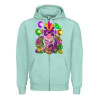 Seafoam Mardi Gras pig Zipper Hoodie - NancyCooperArtShop