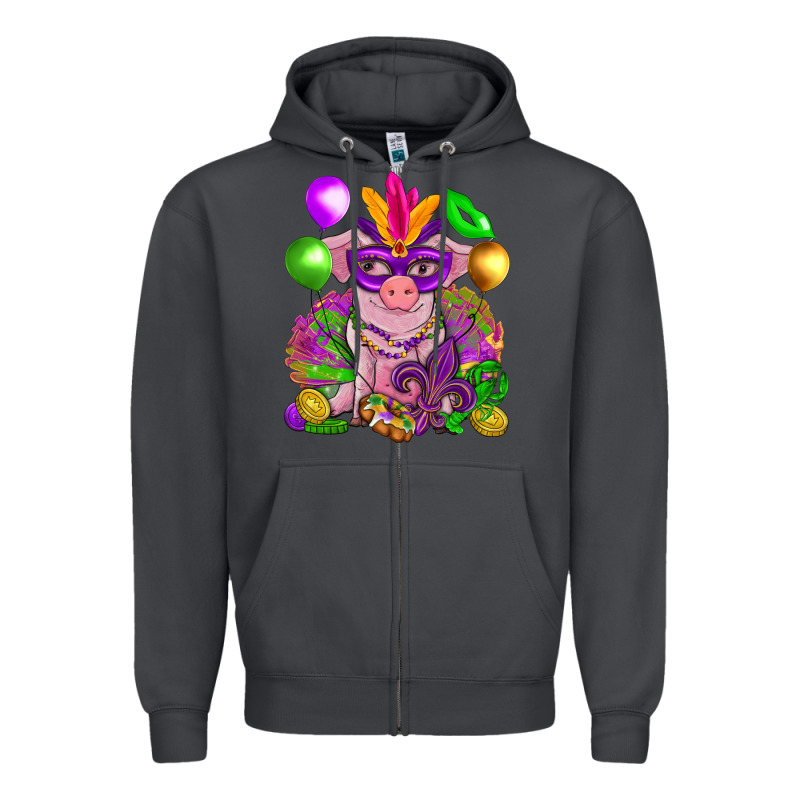 Mardi Gras Pig Zipper Hoodie by NancyCooperArtShop | Teevron