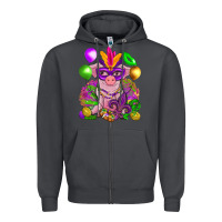 Smoke Mardi Gras pig Zipper Hoodie - NancyCooperArtShop
