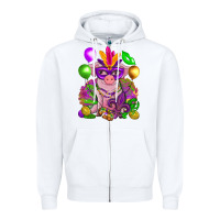 White Mardi Gras pig Zipper Hoodie - NancyCooperArtShop