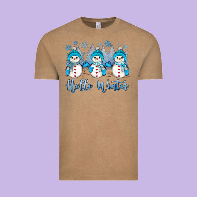 Snowman Hello Winter Vintage Tee Designed By Jahusdesignshop