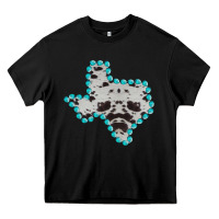 Black Texas Map Cowhide Turquoise Gemstone Heavy Core Tee - Bettercallsaul