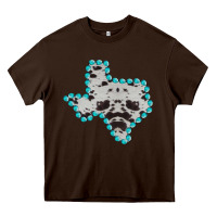 Chocolate Brown Texas Map Cowhide Turquoise Gemstone Heavy Core Tee - Bettercallsaul