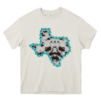 Cream Texas Map Cowhide Turquoise Gemstone Heavy Core Tee - Bettercallsaul