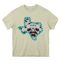 Mossy Texas Map Cowhide Turquoise Gemstone Heavy Core Tee - Bettercallsaul