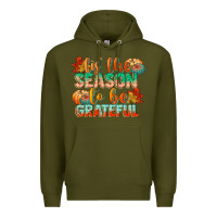 Army Green tis the season to be grateful Premium Hoodie - CowGirlArtShop