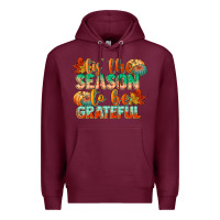 Burgundy tis the season to be grateful Premium Hoodie - CowGirlArtShop