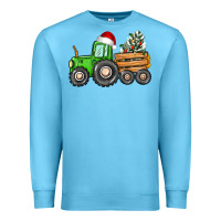 Ocean Blue christmas tractor Premium Sweatshirt - CowGirlArtShop