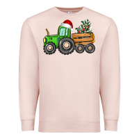 Pale Pink christmas tractor Premium Sweatshirt - CowGirlArtShop