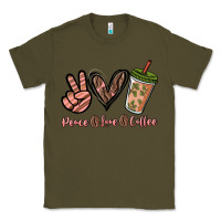 Army Green peace love coffee Classic Tee - NancyCooperArtShop
