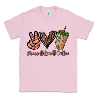 Bubblegum Pink peace love coffee Classic Tee - NancyCooperArtShop